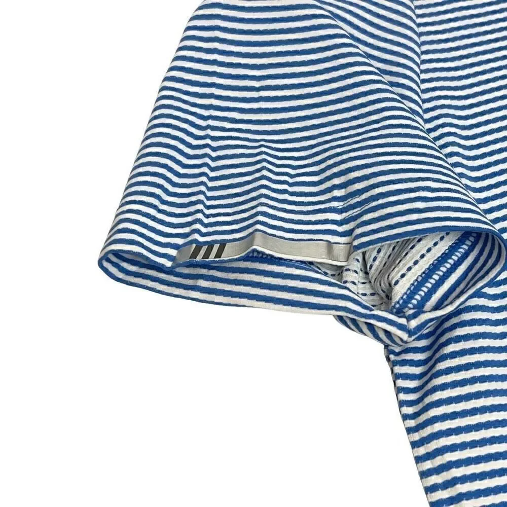 Adidas climachill blue tonal striped golf polo shirt size M